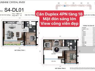 Căn duplex 4pn tầng 18, ban công hướng nam view công viên, giá 36 tỷ, noble crystal tây hồ
