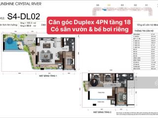 Căn góc duplex 4pn tầng 18, có sân vườn bể bơi riêng, giá 54 tỷ, noble crystal tây hồ