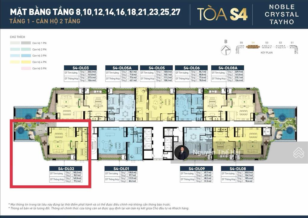 Căn góc duplex 4pn tầng 18 tòa s4, có sân vườn bể bơi riêng, giá 48,1 tỷ, noble crystal tây hồ