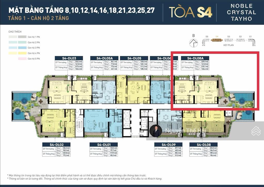 Căn góc duplex 5pn tòa s4, tầng 30 view sông hồng, có bể bơi riêng, giá 72 tỷ, noble crystal tây hồ