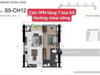 Căn 1pn diện tích nhỏ nhất, tầng 7 toà s5 hướng view sông, giá 11,7 tỷ, noble crystal tây hồ