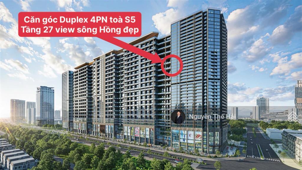 Căn góc duplex 5pn tòa s5, tầng 27 view sông hồng, có bể bơi riêng, 58,3 tỷ, noble crystal tây hồ