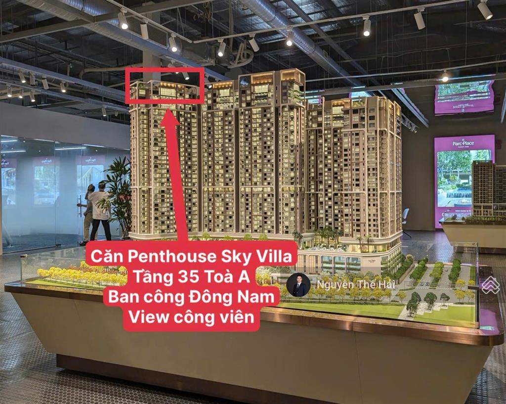 Căn penthouse sky villa 5pn tòa a, 592m2, giá 45 tỷ, view công viên, le parc place  parkcity