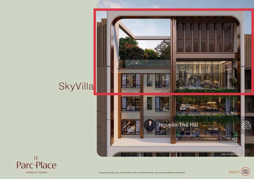 Căn penthouse sky villa 5pn tòa a, 592m2, giá 45 tỷ, view công viên, le parc place  parkcity