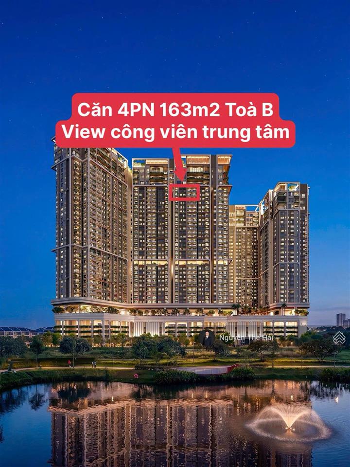 Căn 4pn tòa b, 163m2, giá 17 tỷ, ban công tây nam, view công viên, le parc place  parkcity