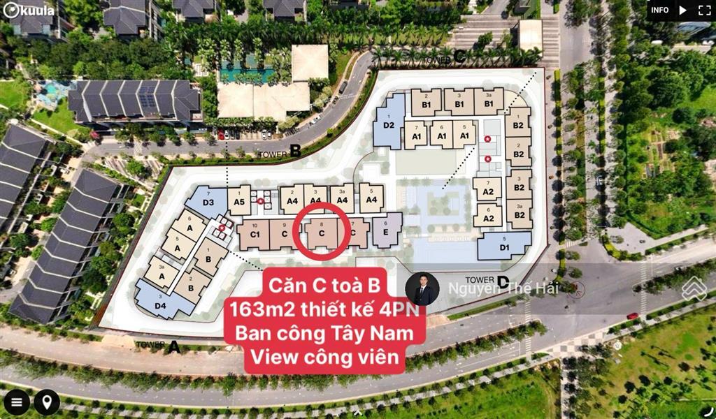 Căn 4pn tòa b, 163m2, giá 17 tỷ, ban công tây nam, view công viên, le parc place  parkcity