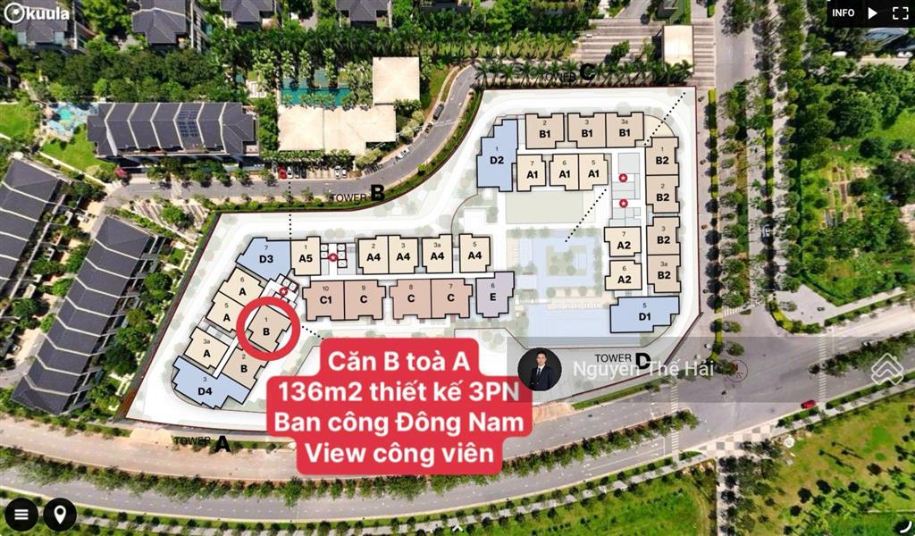 Căn 3pn tòa a, 136m2, giá 14 tỷ, ban công đông nam, view công viên, le parc place  parkcity