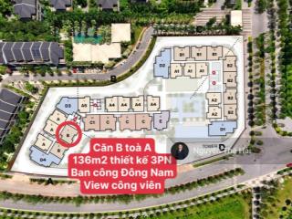 Căn 3pn toà a, 136m2, giá 14 tỷ, ban công đông nam, view công viên, le parc place  parkcity