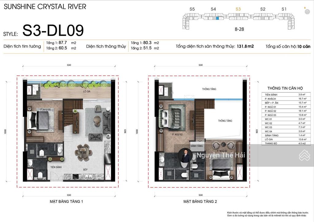 Căn duplex 3pn tầng 21 tòa s3, view sông hồng, giá 23,1 tỷ, noble crystal tây hồ