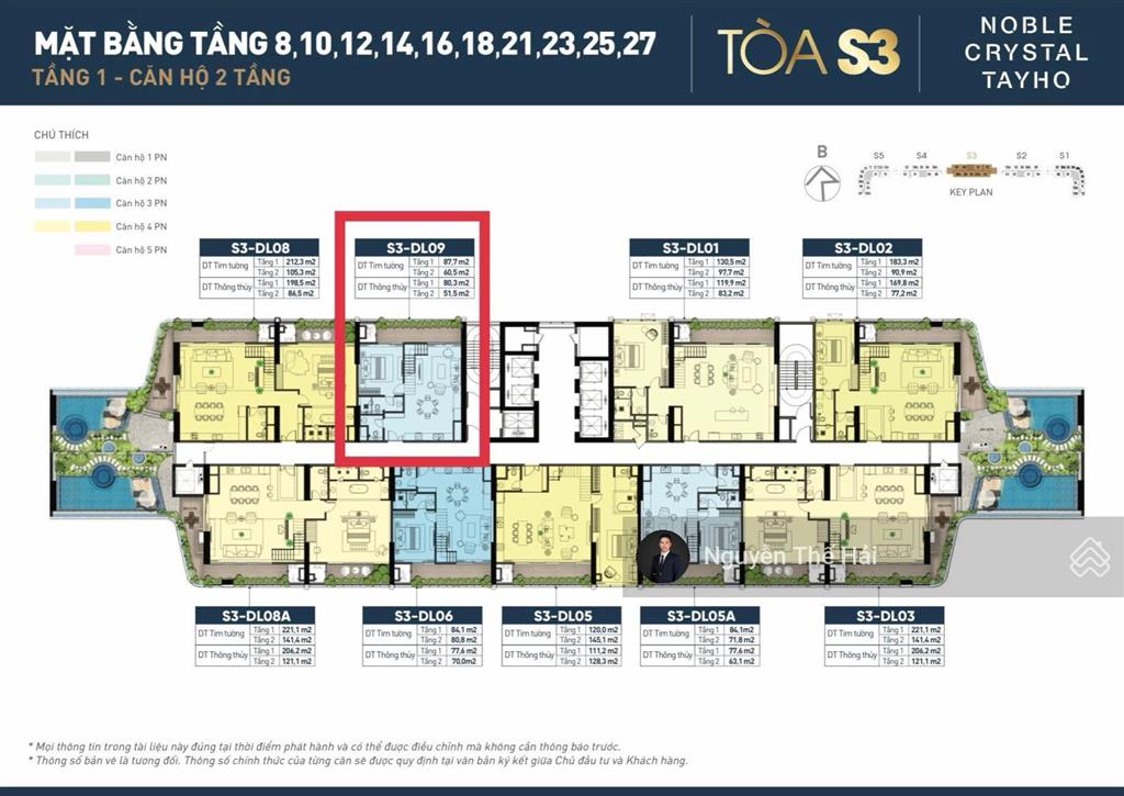Căn duplex 3pn tầng 21 tòa s3, view sông hồng, giá 23,1 tỷ, noble crystal tây hồ