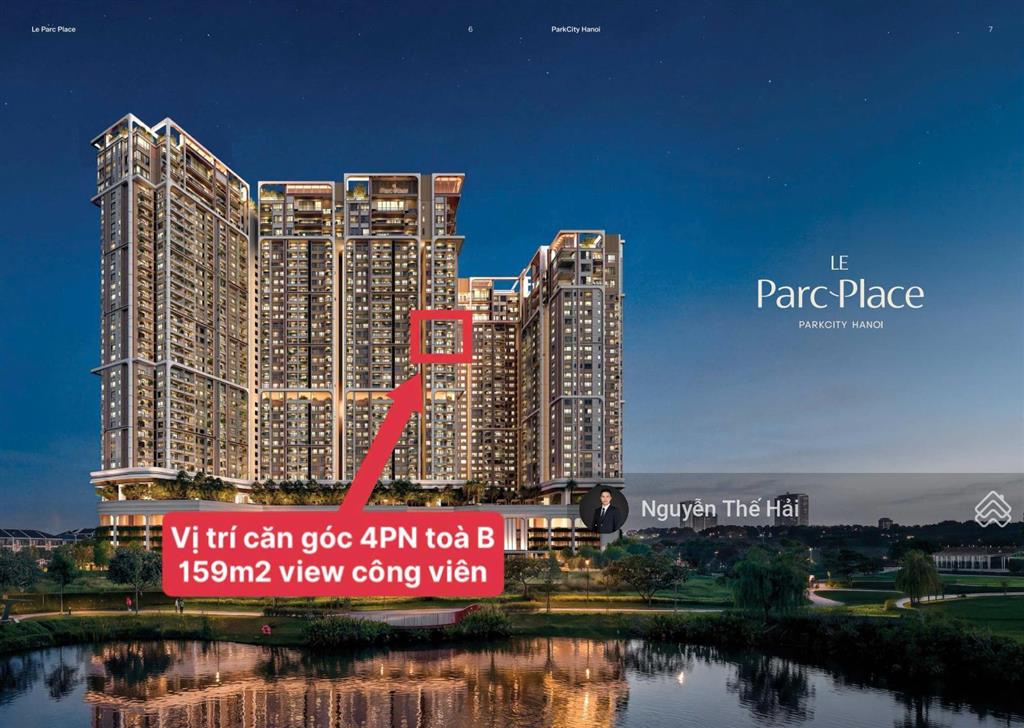 Căn góc 4pn tòa b, 159m2, giá 16,5 tỷ, ban công đông nam, view công viên, le parc place  parkcity