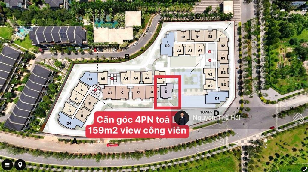 Căn góc 4pn tòa b, 159m2, giá 16,5 tỷ, ban công đông nam, view công viên, le parc place  parkcity