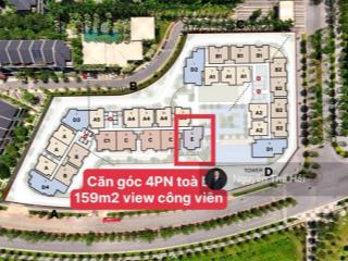 Căn góc 4pn tòa b, 159m2, giá 16,5 tỷ, ban công đông nam, view công viên, le parc place  parkcity