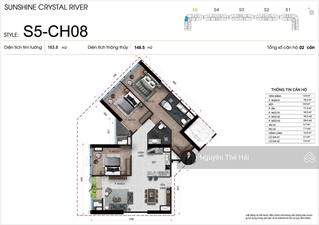 Căn hộ 3pn giá hời tòa s5 diện tích 164m2, hướng view sông, giá 20,3 tỷ tòa noble crystal tây hồ