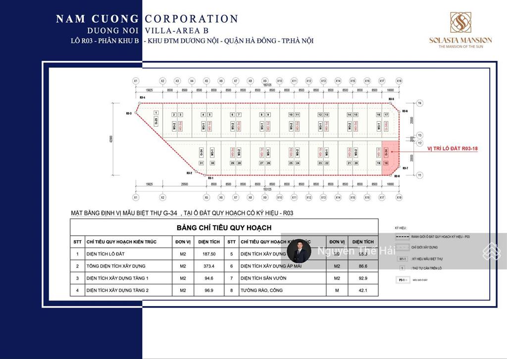 Căn góc song lập 187,5m2, hướng đông nam, đối diện nhà văn hoá & gần chung cư, solasta mansion