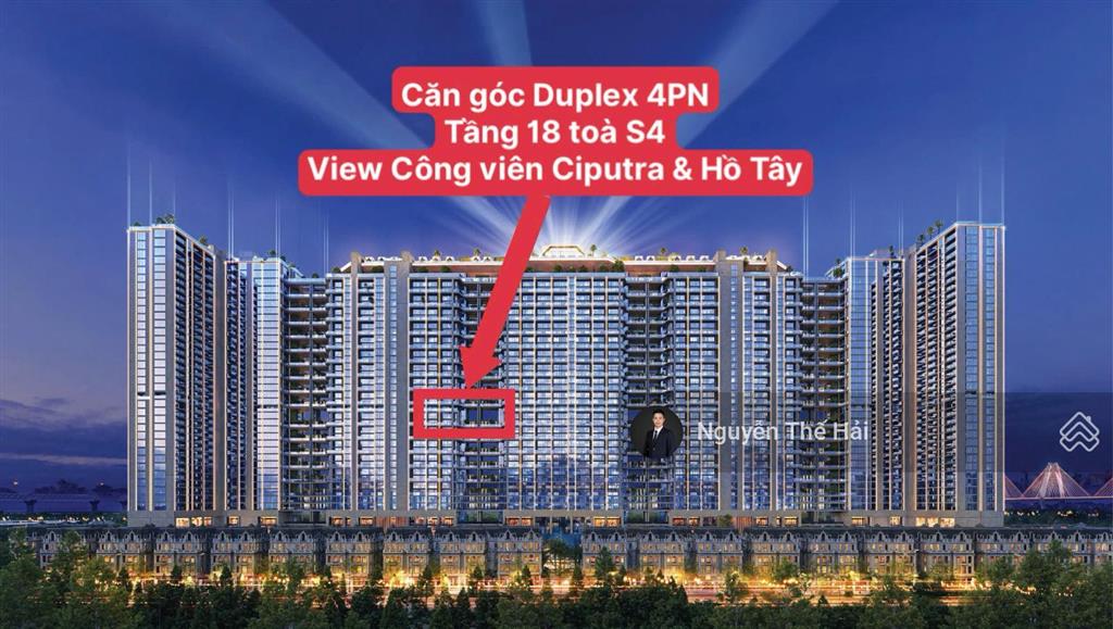 Căn góc duplex 4pn tầng 18 tòa s4, có sân vườn bể bơi riêng, giá 48,1 tỷ, noble crystal tây hồ