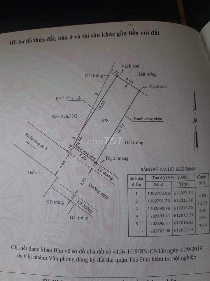 BÁN ĐẤT THỔ CƯ PHƯỜNG LINH XUÂN, TP. THỦ ĐỨC – HẺM Ô TÔ ĐƯỜNG SỐ 8