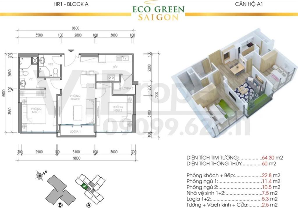 [ecogreen q7]. cho thuê căn 2pn  2wc  ntcb  hot layout view nội khu  giá 14tr/tháng.