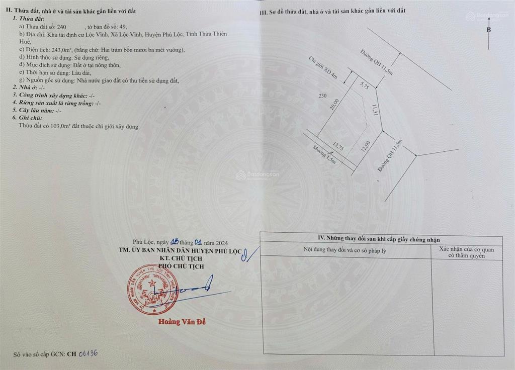 Lô góc 243m2 hướng chính đông. tdc lộc vĩnh chân mây, lăng cô huế