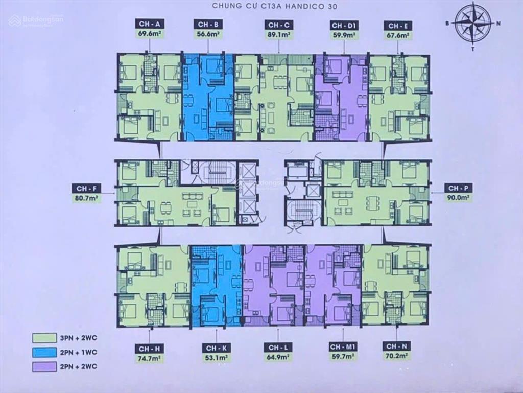 Nhượng căn chung cư handico quang trung đối diện công viên tam giác, galaxy hub chỉ 2,6x tỷ