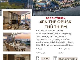 Chính chủ gửi bán 4pn b.2x.06 opusk thủ thiêm 214m2, khu metropole