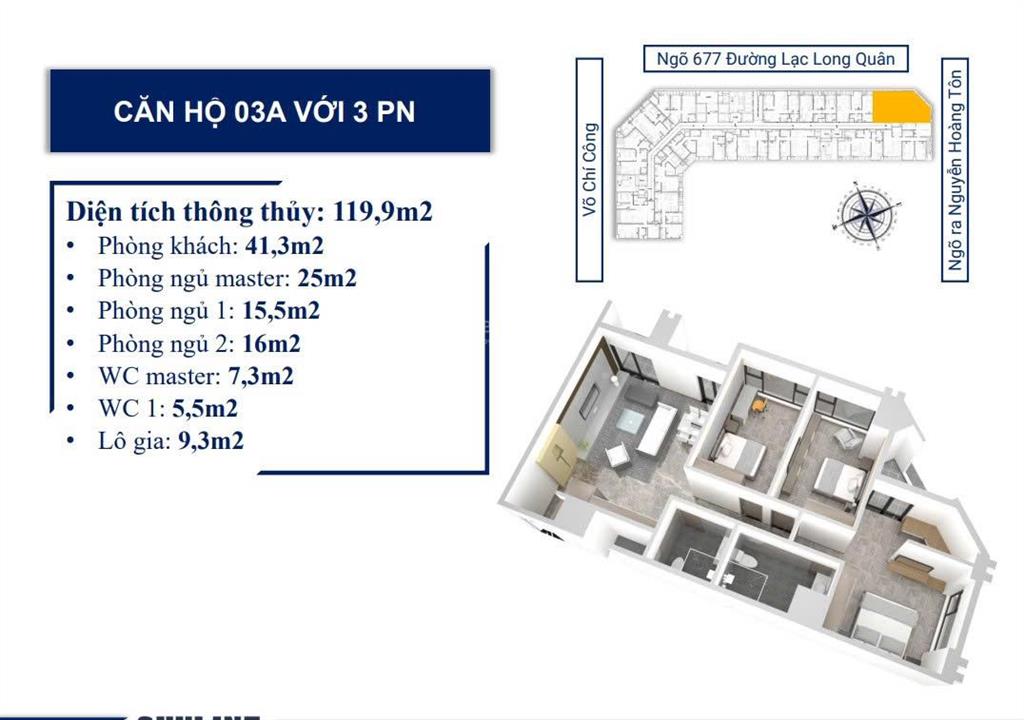 Chính chủ cần bán căn skyline west lake 3pn góc tầng đẹp, view thoáng, ban công hướng mát. giá tốt