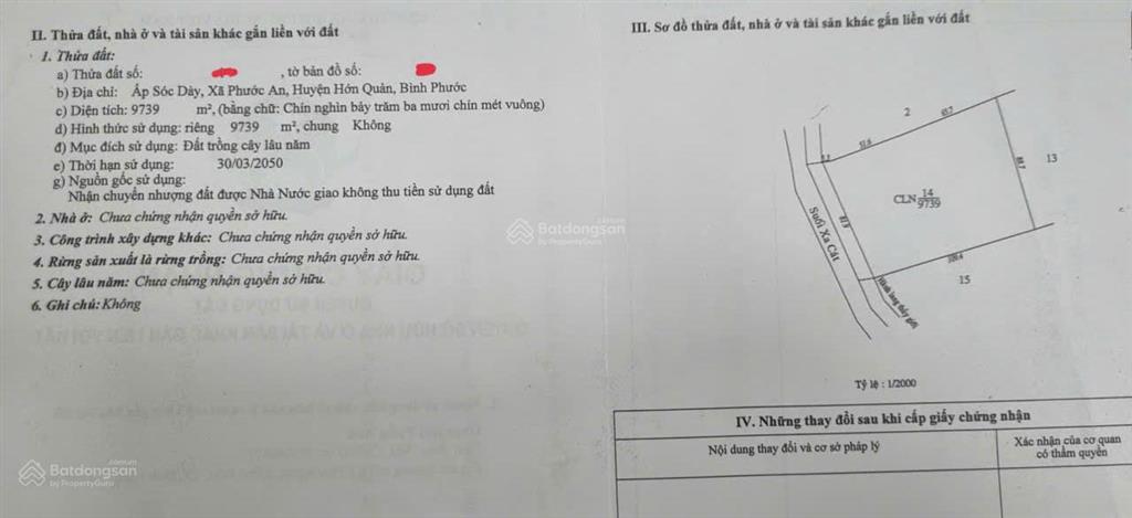 Cơ hội vàng bán 1,8ha đất vườn cao su mặt tiền 93m phước an, tân quan, bình phước. sổ đỏ