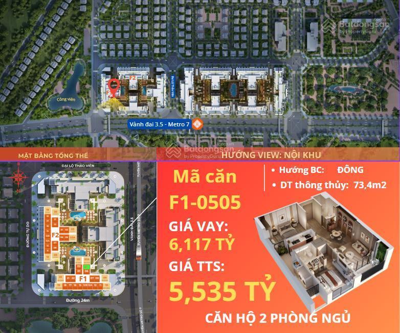 Bán căn 2pn diện tích 73m2 dự án hh3 the flame vine hinode royal park. giá 5,53 tỷ.  0966 761 ***