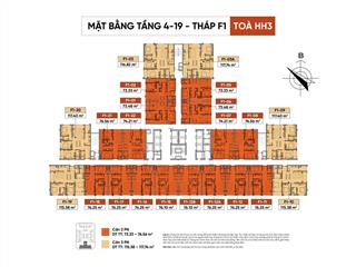 Bán căn 2pn diện tích 73m2 dự án hh3 the flame vine hinode royal park. giá 5,53 tỷ.  0966 761 ***