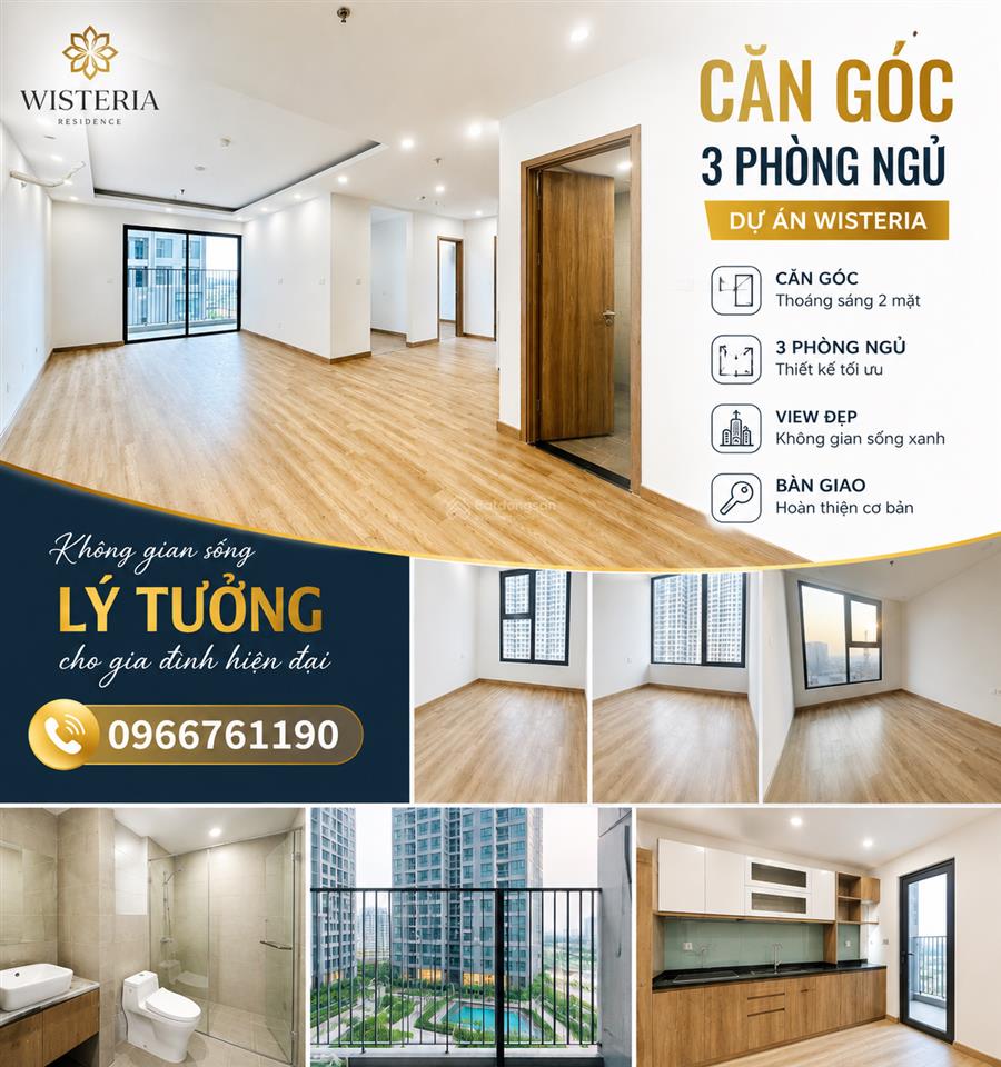 Cần bán căn góc 3n diện tích 114m2 dự án the wisteria đường 32 hoài đức. giá 8,1 tỷ.  0966 761 ***