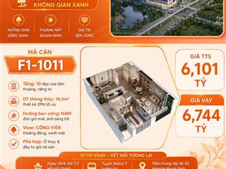 Chỉ 6,1 tỷ căn 2n diện tích 76,5m2 tòa f1 dự án hh3 the flame vine hinode royal park.  0966 761 ***