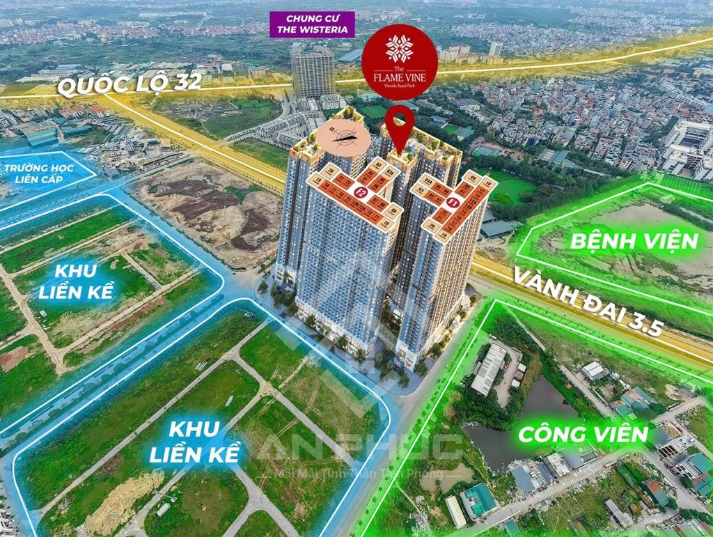 Chỉ 6,1 tỷ căn 2n diện tích 76,5m2 tòa f1 dự án hh3 the flame vine hinode royal park.  0966 761 ***