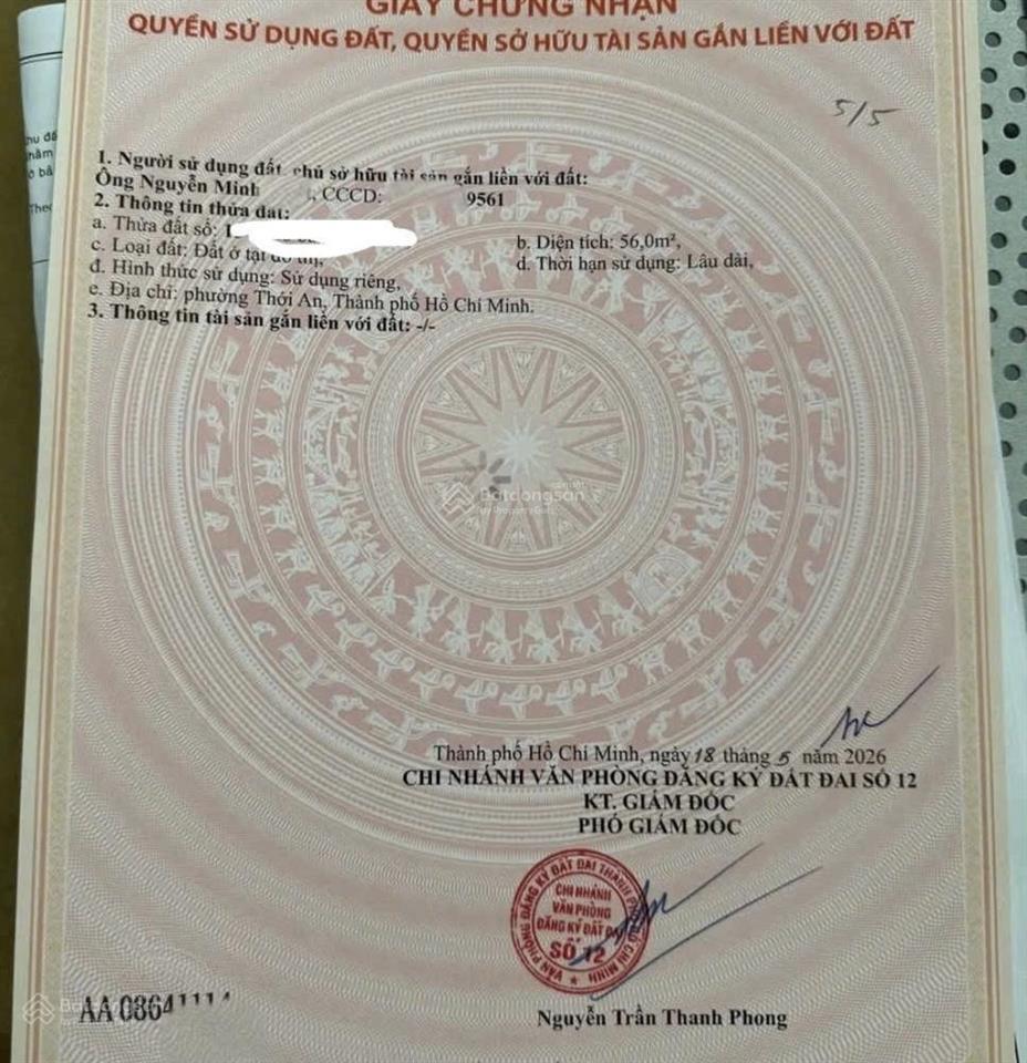 Bán đất tại thạnh xuân 52, 2,69 tỷ, 56m2, đẹp, nhiều tiện ích
