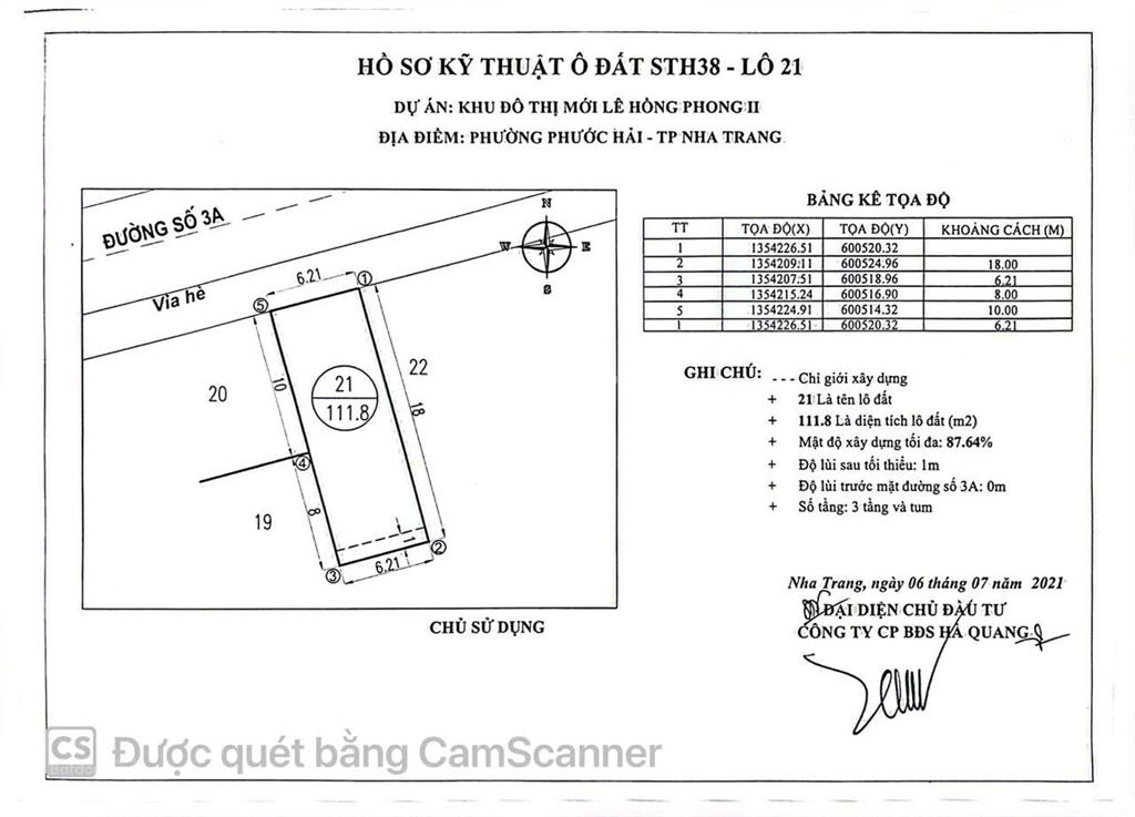 Chính chủ cần bán đất kđt hà quang 2 nha trang 111,8m2 mặt tiền 6,21m, đối diện công viên, giá tốt