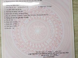 Bán đất cổ nhuế 121m² lô góc 2 mặt ngõ, ô tô vào tận đất, tách 2 lô đẹp