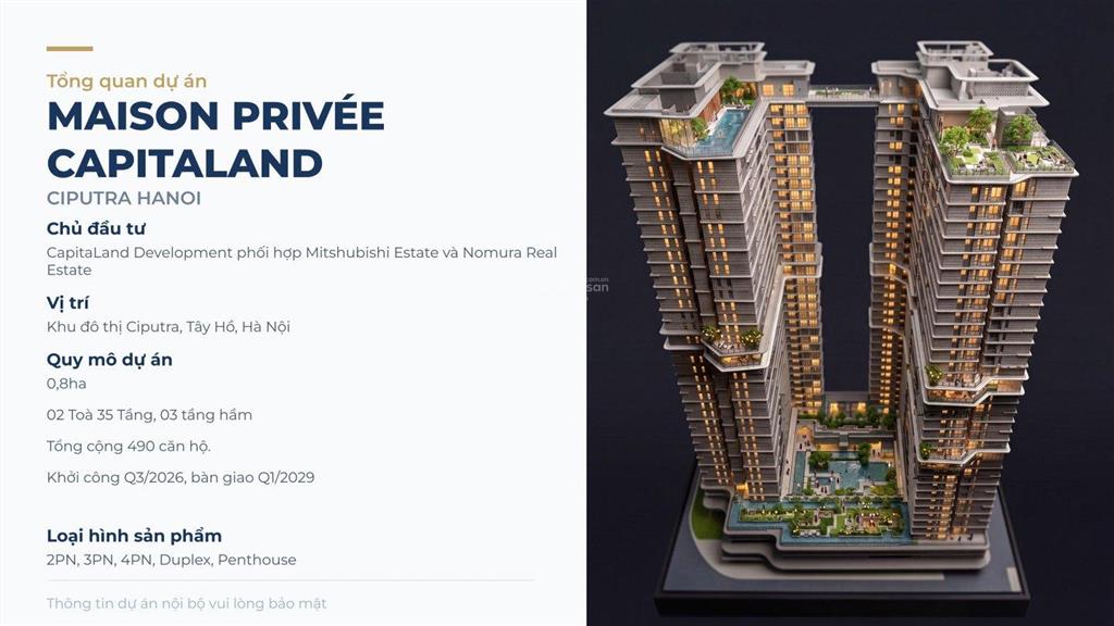 Pkd  cđt maison privée mở bán quỹ căn 234 pn, có thang máy riêng tại ciputra