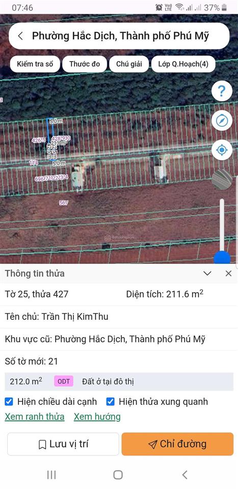 Bán lô đất đường nhựa 15m,ngay sát hồ mát mẻ p.hắc dịch phú mỹ,dt5x42 giá 1.050ty quá rẻ