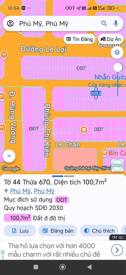 Bán đất mt đg trương định khu ô bàn cờ trung tâm phú mỹ hàng siêu hiếm, giá tốt dt5x20 giá 2.95ty