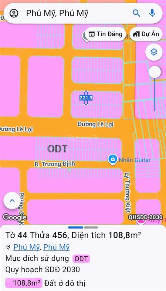 Bán đất sát đường lê lợi trung tâm phú mỹ, xung quanh full tiện ích, dt 5x22 full thổ giá 2.75tỷ
