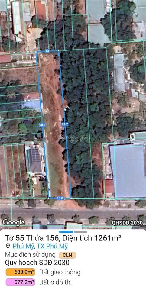 Bán đất mt đường huỳnh thúc kháng trung tâm phú mỹ, nằm sát trung tâm hành chính dt 14x90 giá 15 tỷ