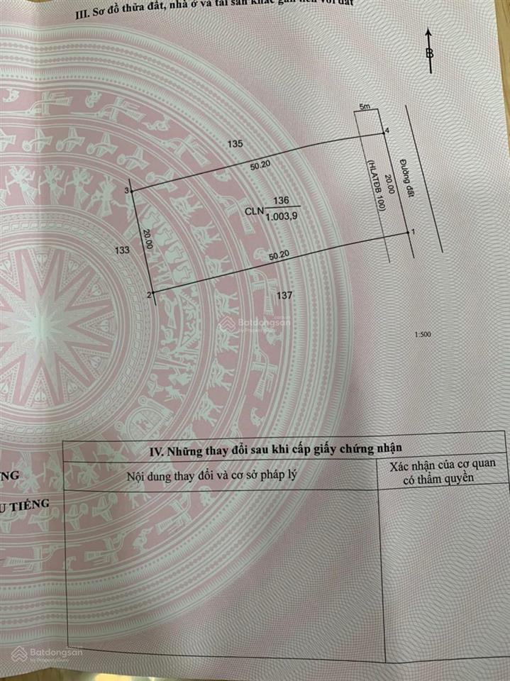 Bán đất 1000m2 cln tại xã long hòa, huyện dầu tiếng, tỉnh bình dương.