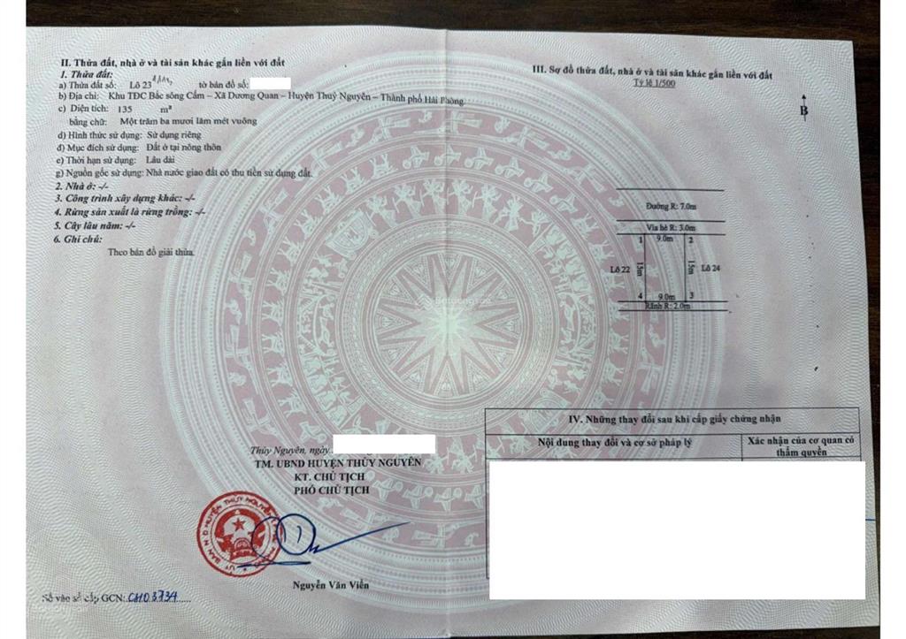 Bán đất biệt thự vip tại khu đô thị bắc sông cấm gđ2(áp tràn) 135 m2