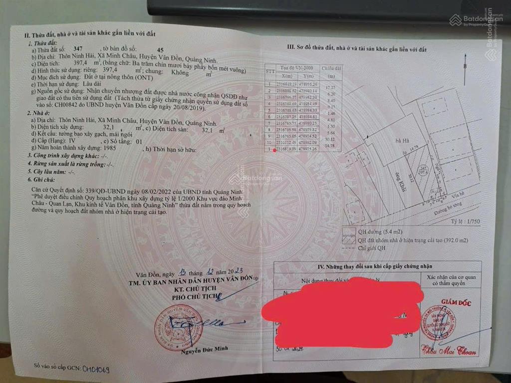 Bán lô đất vàng mặt phố đi bộ minh châu  cách biển minh châu 100m