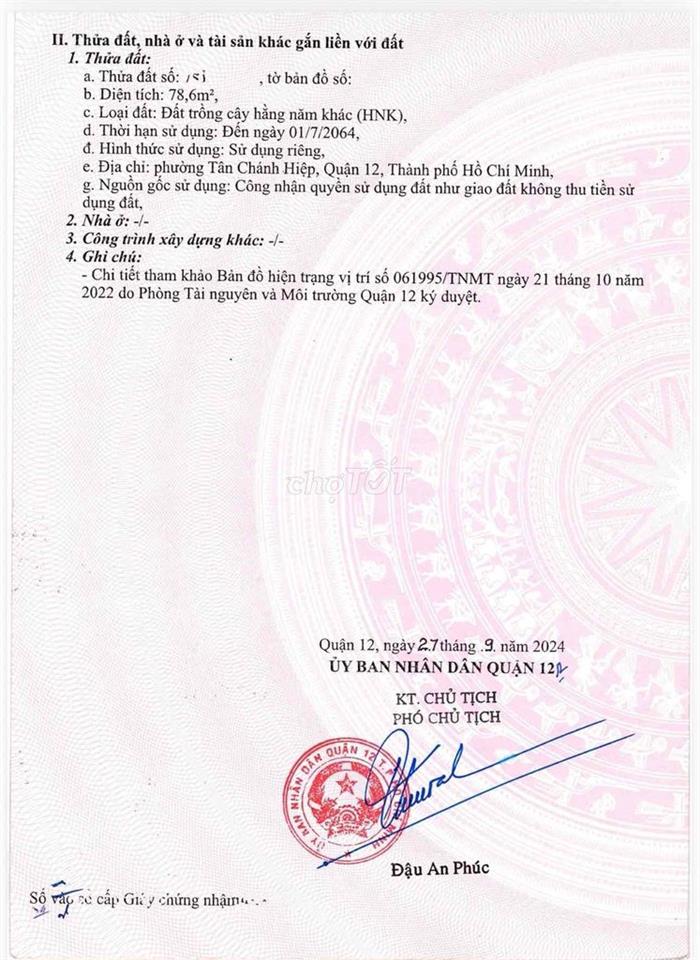 BÁN ĐẤT CÁCH CHỢ NGÃ 3  BẦU