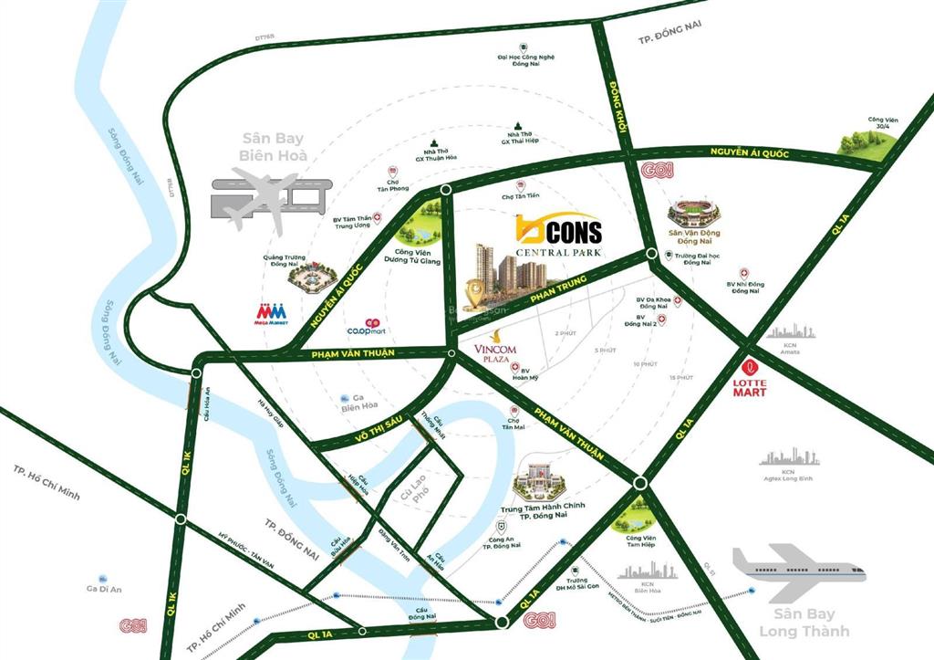 Bán cc bcons central park, 1,8 tỷ, 43m2, hàng hiếm tại phan trung, tam hiệp, đồng nai