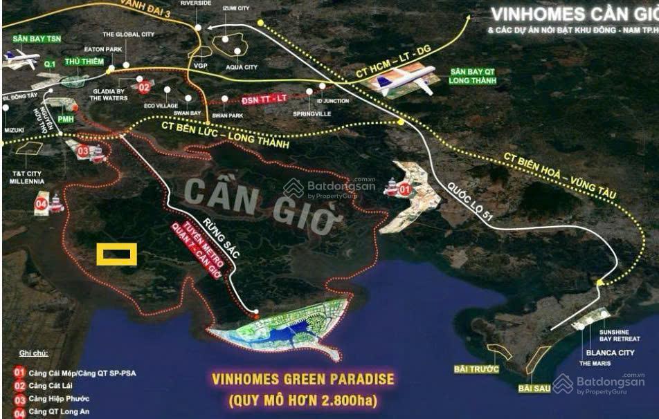 Đất mặt tiền gần vinhome cần giờ, đường xương cá (lý nhơn  dương vạn hạnh)