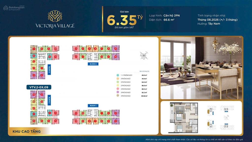 Hot deal! căn hộ victoria village 66,6m² 2pn giá chỉ 6,35 tỷ