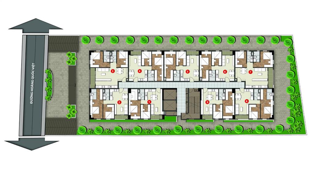 Căn hộ officetel  hoàng quốc việt 70m2 (2pn) giá 3.3 tỉ (có sổ hồng lâu dài)