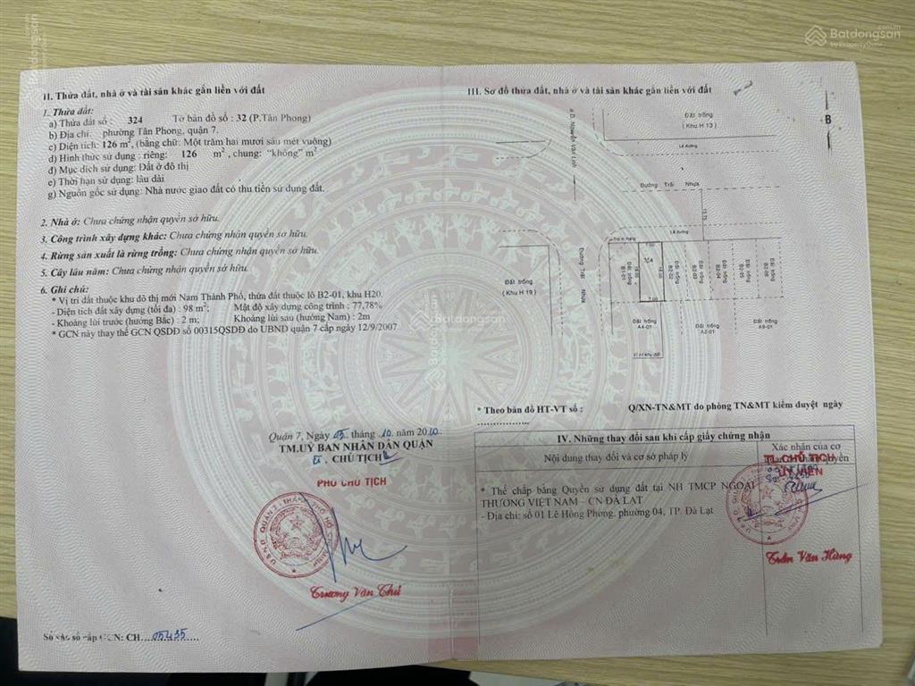 Đất nền mặt tiền đường đôi hà huy tập phú mỹ hưng  giá 64 tỷ thương lượng