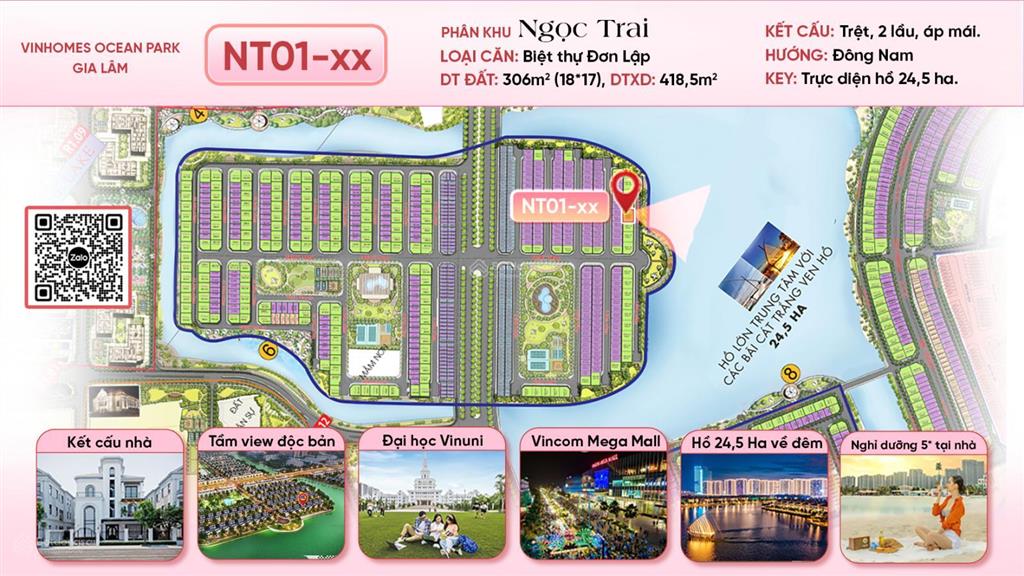 Bán biệt thự đơn lập ngọc trai 1 trực diện biển hồ 24,5ha. vị trí đẹp nhất dự án. bán giá thiện chí